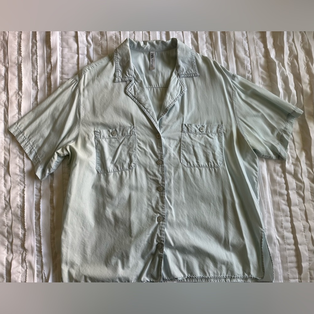 Zara oversized short sleeve button up size M